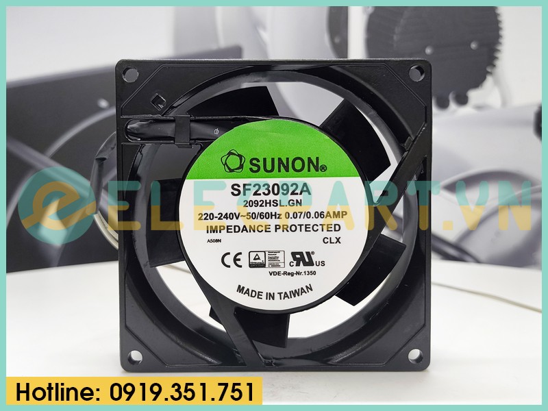 Quạt tản nhiệt Sunon SF23092A-2092HSL.GN, 220-240VAC, 92x92x25mm