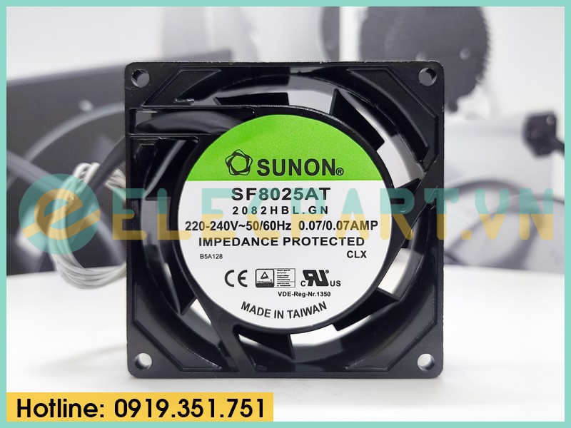Quạt tản nhiệt Sunon SF8025AT-2082HBL.GN, 220-240VAC, 80x80x25mm