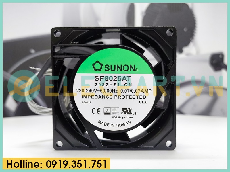 Quạt tản nhiệt Sunon SF8025AT-2082HSL.GN, 220-240VAC, 80x80x25mm