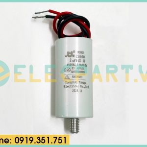 Tụ điện Tongyu CBB60 2uF, 450VAC, Dây cắm có ốc bắt