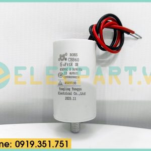 Tụ điện Tongyu CBB60 6uF, 450VAC, Dây cắm có ốc bắt