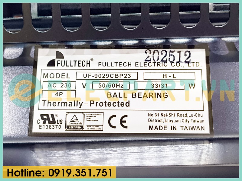 Quạt thông gió FULLTECH UF-9029CBP23HL, 230VAC, 90mm