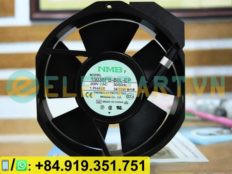 Quạt tủ điện NMB 15038PB-B0L-EP, 200VAC, 172x150x38mm