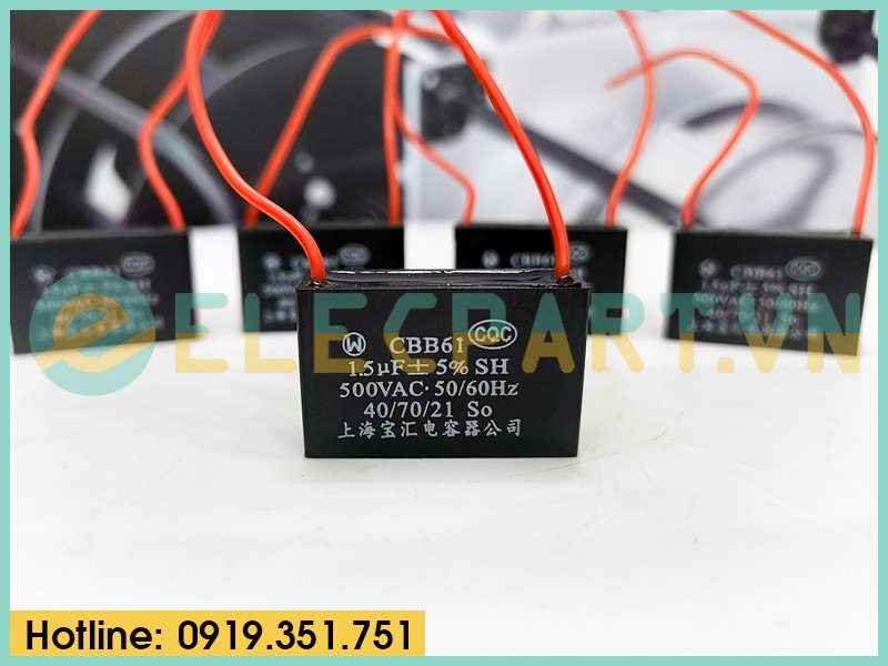 Tụ điện CBB61 1.5uF, 500VAC Dây cắm