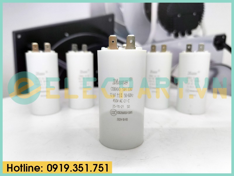 Tụ điện Dianz CBB60 12uF, 450VAC Giắc cắm