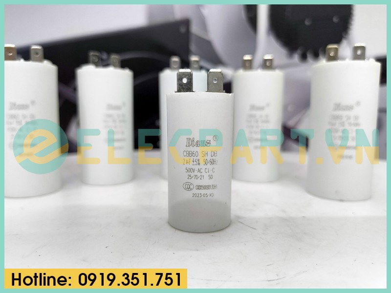 Tụ điện Dianz CBB60 2uF, 500VAC Giắc cắm