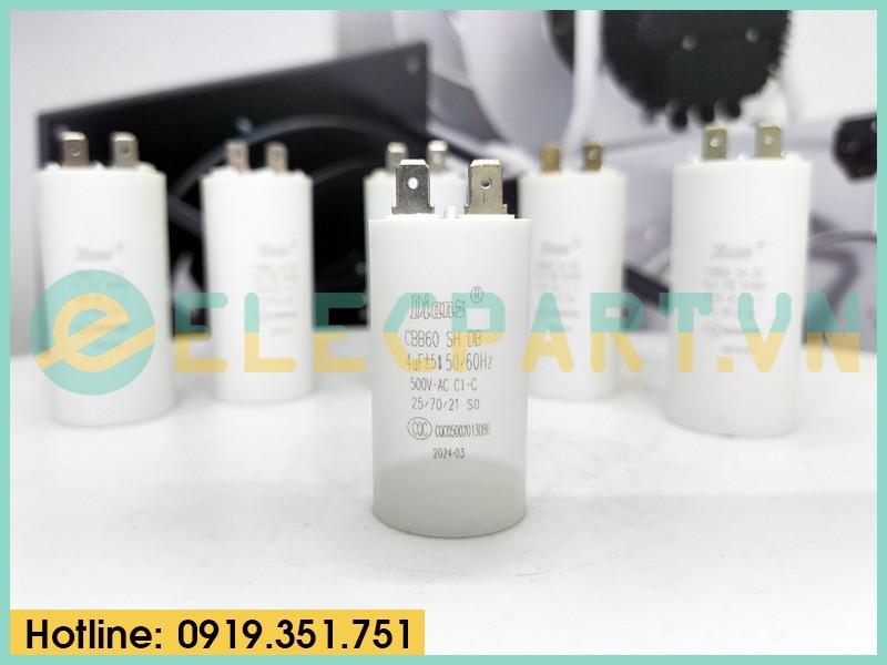 Tụ điện Dianz CBB60 4uF, 500VAC Giắc cắm