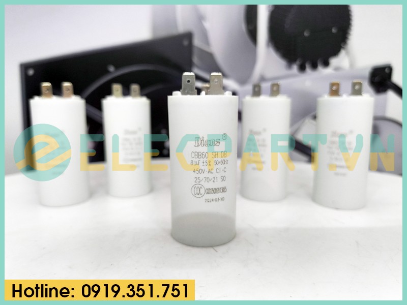 Tụ điện Dianz CBB60 8uF, 450VAC Giắc cắm