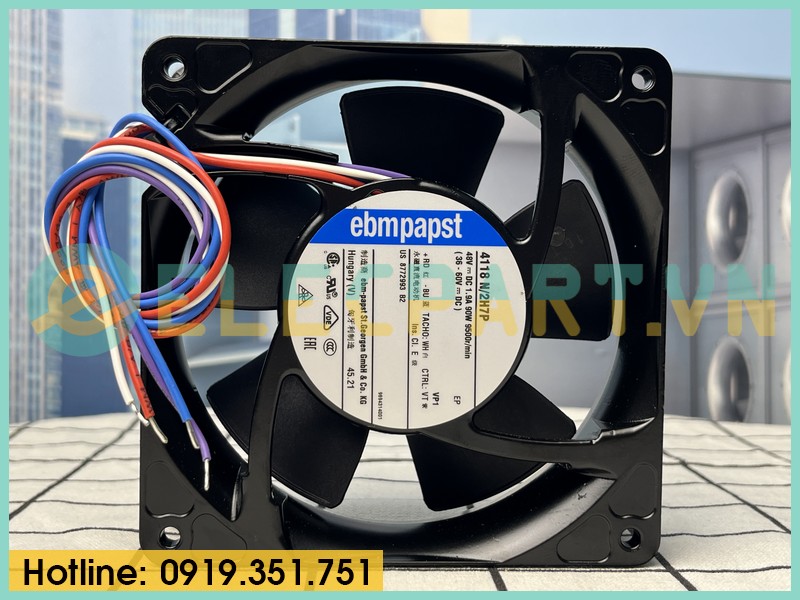 Quạt tản nhiệt DC EBMPAPST 4118N/2H7P, 48VDC, 120x120x38mm