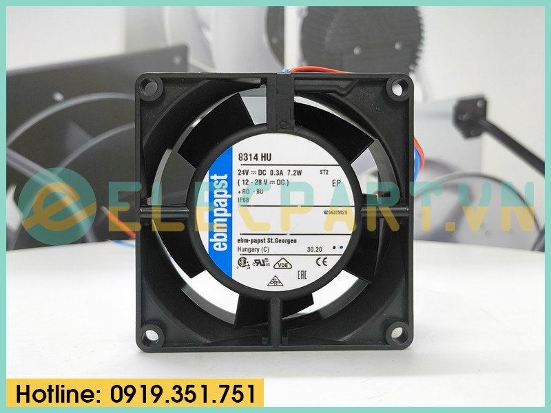Quạt tản nhiệt EBMPAPST 8314HU, 24VDC, 80x80x32mm