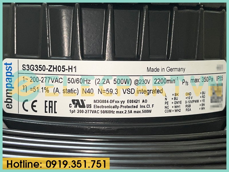 Quạt tản nhiệt EC FAN EBMPAPST S3G350-ZH05-H1, 230VAC, 350mm