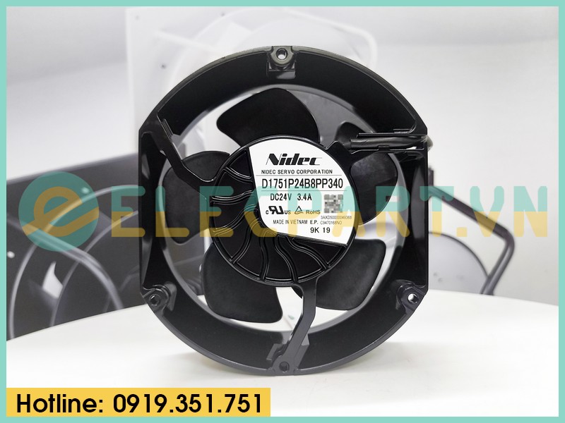 Quạt biến tần NIDEC SERVO D1751P24B8PP340, 24VDC, 172x150x51mm
