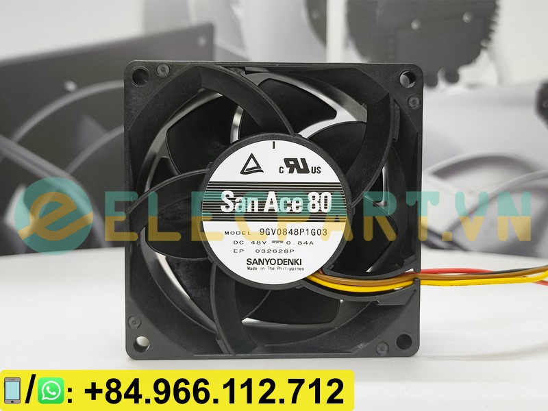 Quạt tản nhiệt SANYO DENKI 9GV0848P1G03, 48VDC, 80x80x38mm