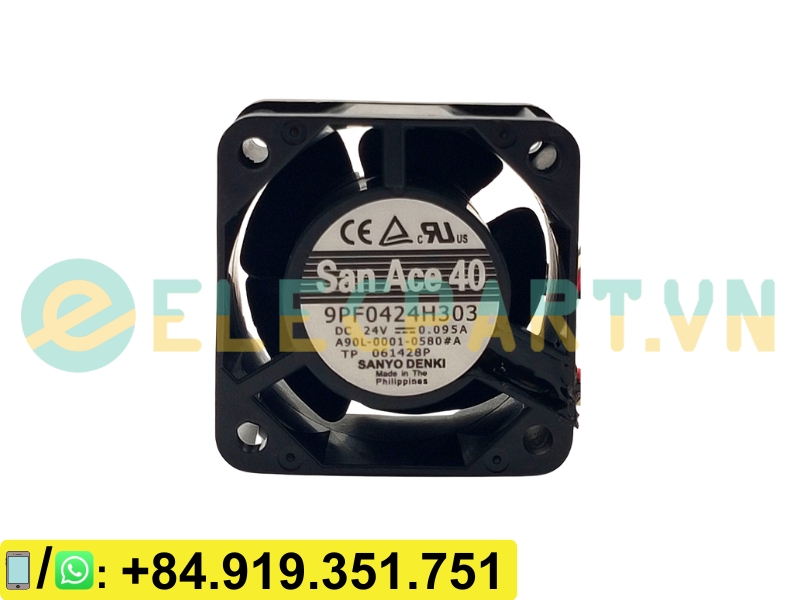 Quạt biến tần SANYO DENKI 9PF0424H303(A90L-0001-0580#A), 24VDC, 40x40x28mm