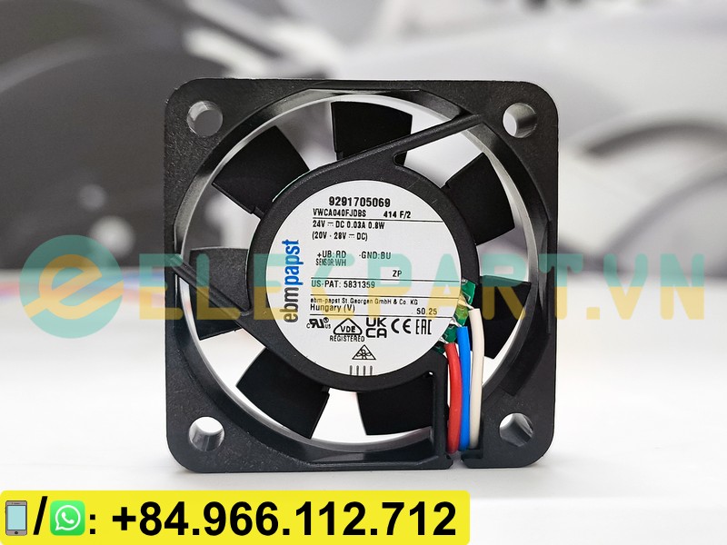 Quạt tản nhiệt EBMPAPST 414F/2, 24VDC, 40x40x10mm