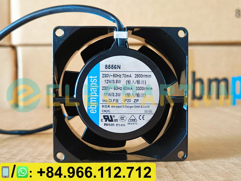 Quạt tản nhiệt EBMPAPST 8556N, 230VAC, 80x80x38mm