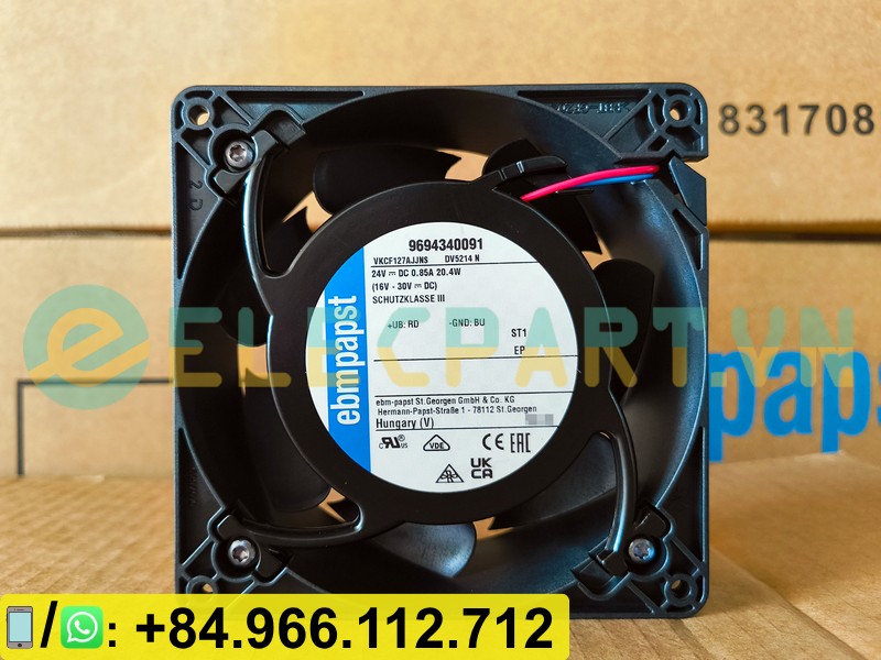 Quạt tản nhiệt EBMPAPST DV5214N, 24VDC, 127x127x38mm