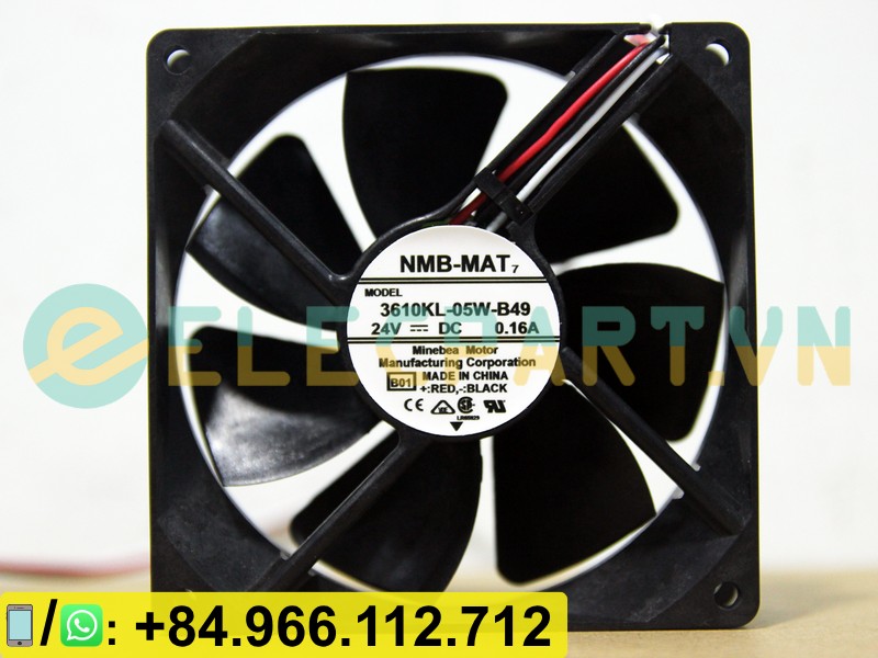 Quạt tản nhiệt NMB 3610KL-05W-B49, 24VDC, 92x92x25mm