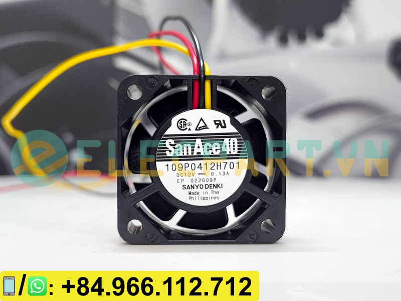 Quạt biến tần SANYO DENKI 109P0412H701, 12VDC, 40x40x15mm