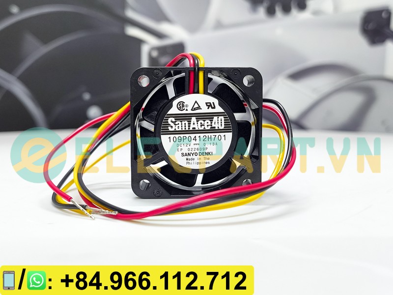 Quạt biến tần SANYO DENKI 109P0412H701, 12VDC, 40x40x15mm
