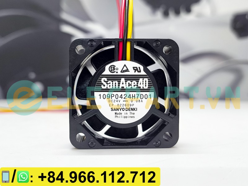 Quạt biến tần SANYO DENKI 109P0424H7D01, 24VDC, 40x40x15mm