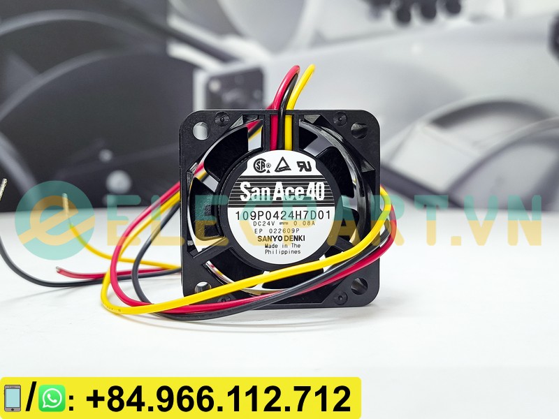 Quạt biến tần SANYO DENKI 109P0424H7D01, 24VDC, 40x40x15mm