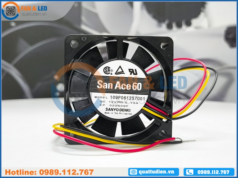 Quạt biến tần SANYO DENKI 109P0612S7D01, 12VDC, 60x60x15mm