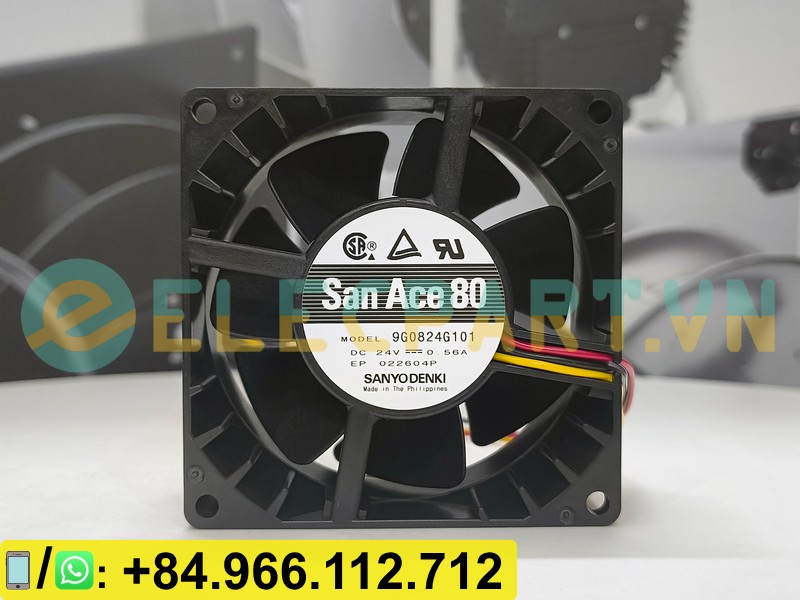 Quạt biến tần SANYO DENKI 9G0824G101, 24VDC, 80x80x38mm