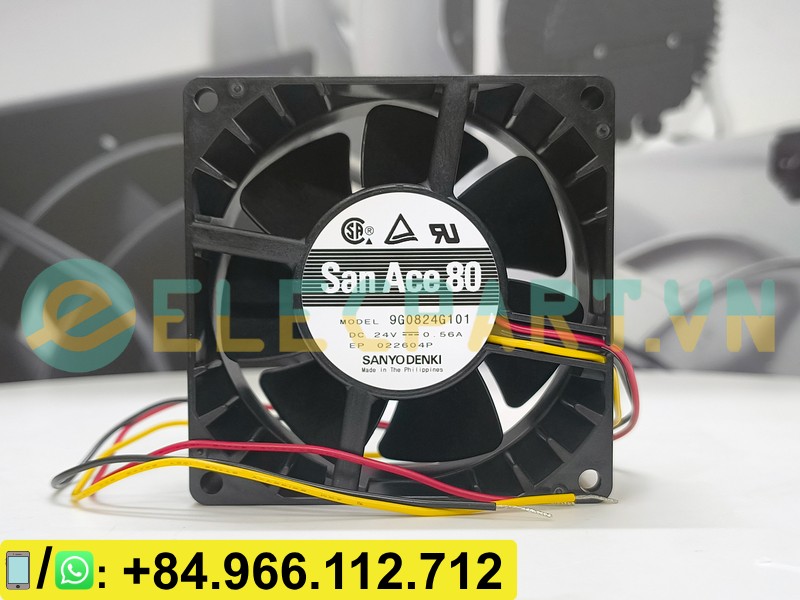 Quạt biến tần SANYO DENKI 9G0824G101, 24VDC, 80x80x38mm