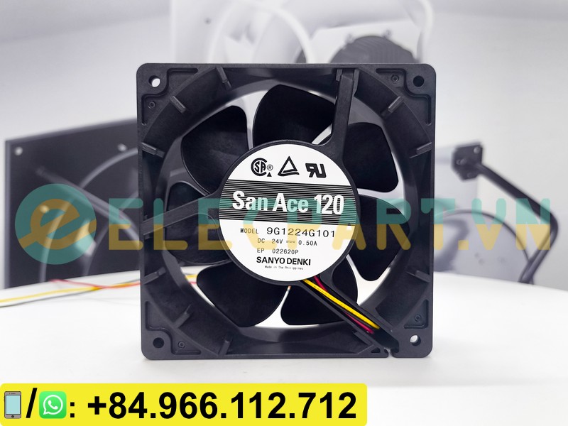 Quạt biến tần SANYO DENKI 9G1224G101, 24VDC, 120x120x38mm