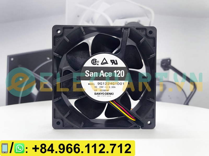 Quạt biến tần SANYO DENKI 9G1224G1D01, 24VDC, 120x120x38mm