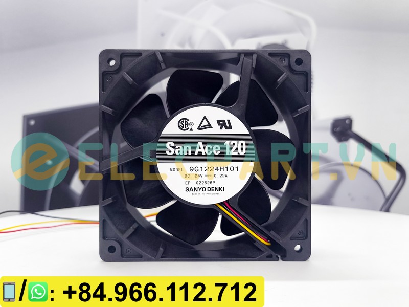 Quạt biến tần SANYO DENKI 9G1224H101, 24VDC, 120x120x38mm