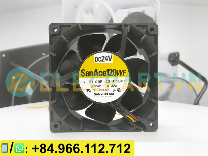 Quạt chống nước SANYO DENKI 9WF1224H1D01, 24VDC, 120x120x38mm