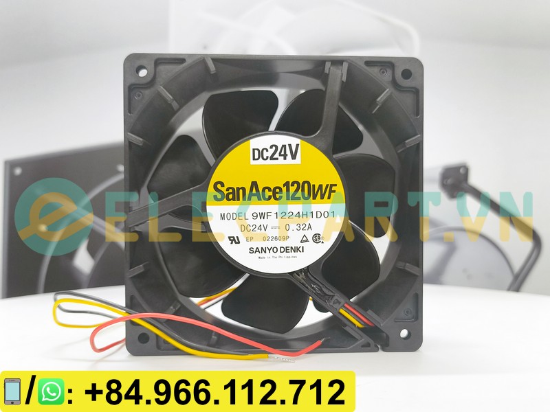 Quạt chống nước SANYO DENKI 9WF1224H1D01, 24VDC, 120x120x38mm