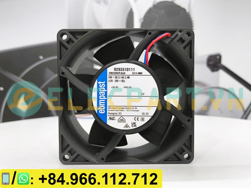 Quạt tản nhiệt EBMPAPST 3314NHH, 24VDC, 92x92x32mm