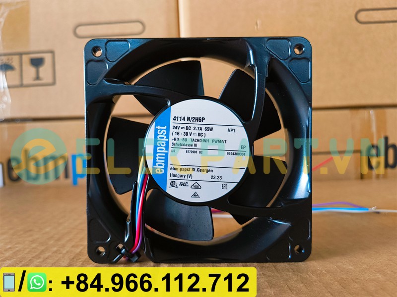 Quạt tản nhiệt EBMPAPST 4114N/2H6P, 24VDC, 120x120x38mm
