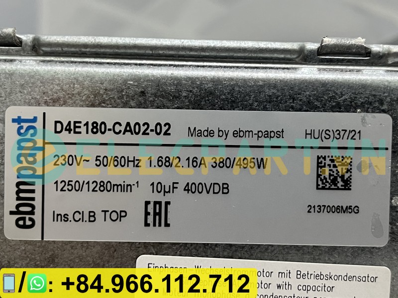 Quạt tản nhiệt EBMPAPST D4E180-CA02-02, 230V, 180mm
