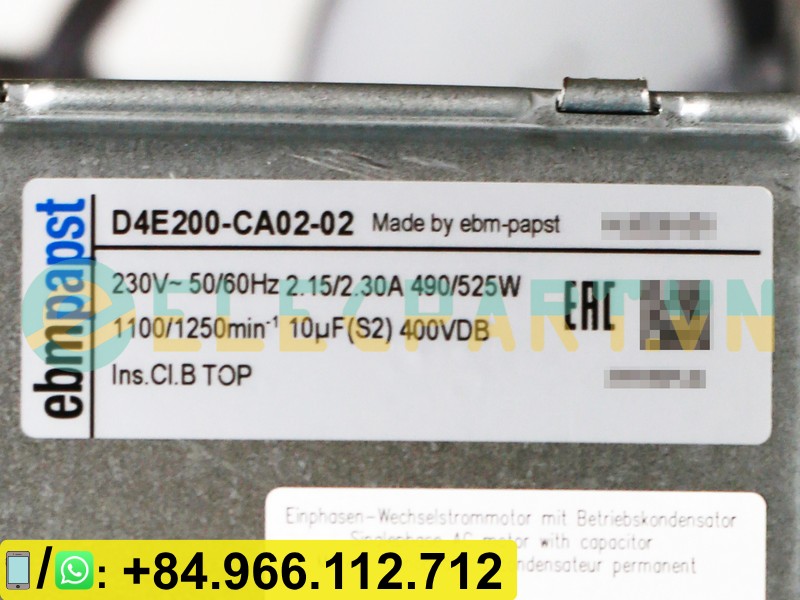 Quạt tản nhiệt EBMPAPST D4E200-CA02-02, 230V, 200mm