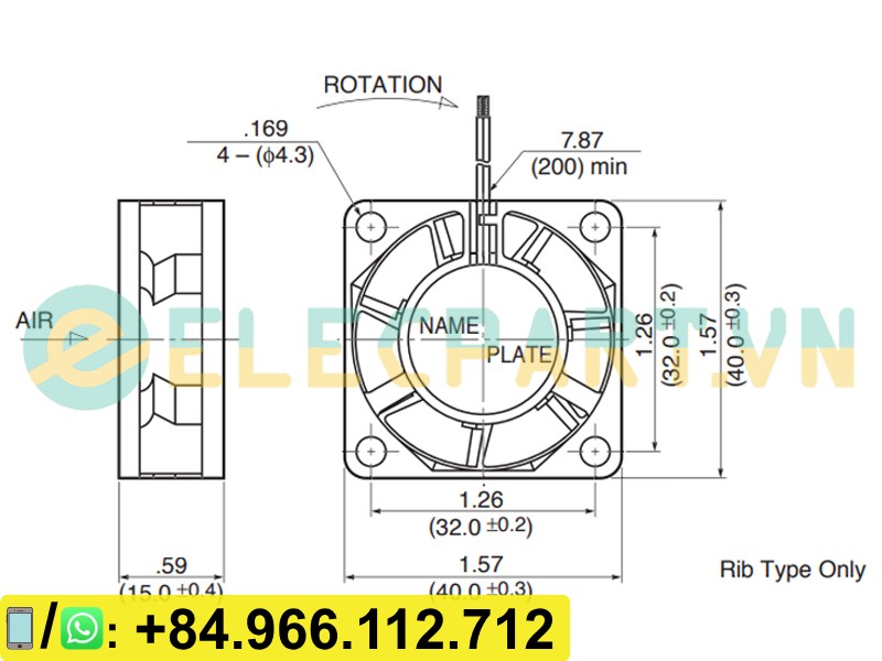 Quạt tản nhiệt NMB 1606KL-05W-B49, 24VDC, 40x40x15mm