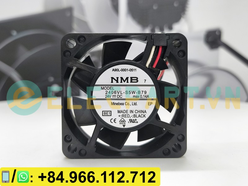 Quạt tản nhiệt NMB 2406VL-S5W-B79, 24VDC, 60x60x15mm