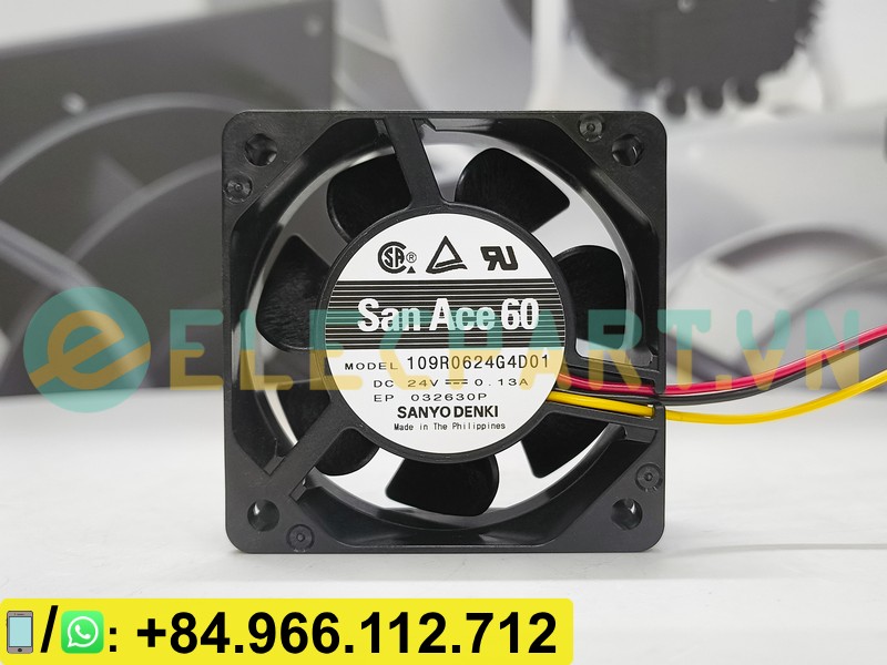Quạt tản nhiệt SANYO DENKI 109R0624G4D01, 24VDC, 60x60x25mm