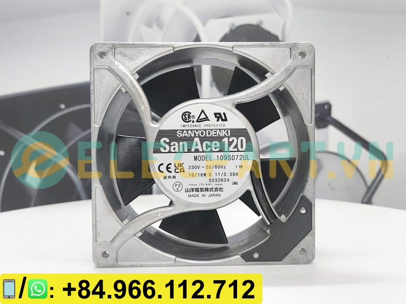 Quạt tản nhiệt SANYO DENKI 109S072UL, 230VAC, 120x120x38mm