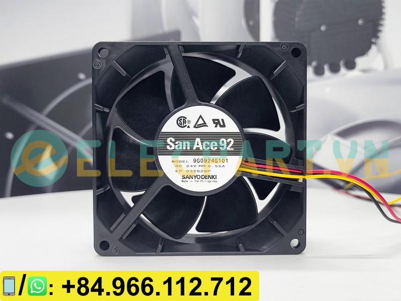 Quạt tản nhiệt SANYO DENKI 9G0924G101, 24VDC, 92x92x38mm