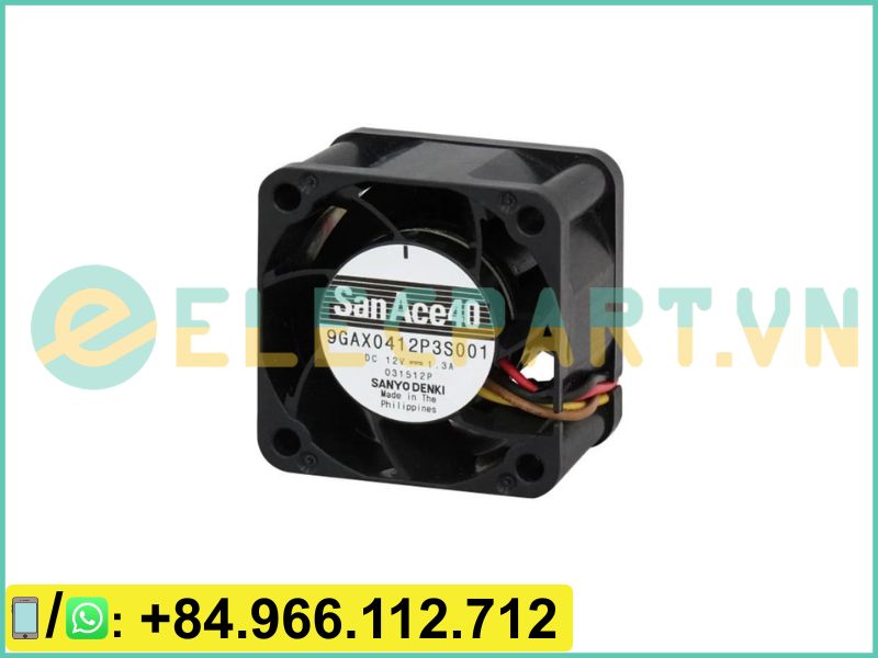 Quạt biến tần SANYO DENKI 9GAX0412P3S001, 12VDC, 40x40x28mm