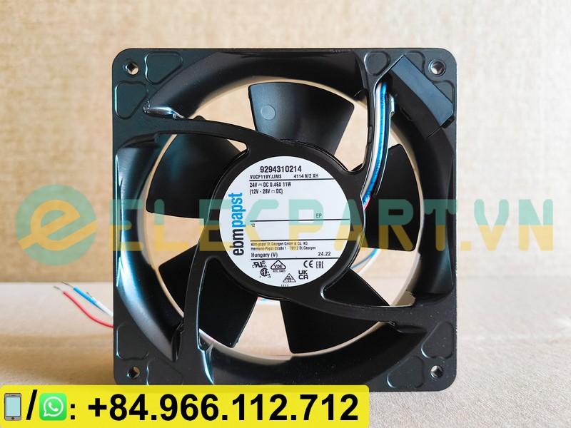 Quạt tản nhiệt EBMPAPST 4114N/2XH, 24VDC, 120x120x38mm