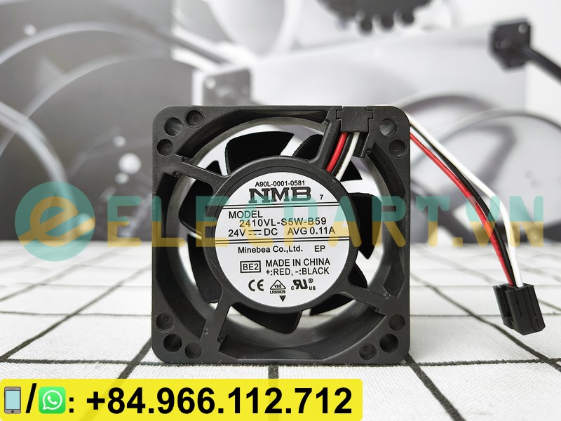 Quạt tản nhiệt NMB 2410VL-S5W-B59(A90L-0001-0581), 24VDC, 60x60x25mm