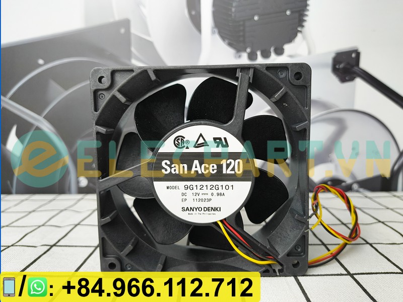 Quạt tản nhiệt SANYO DENKI 9G1212G101, 12VDC, 120x120x38mm