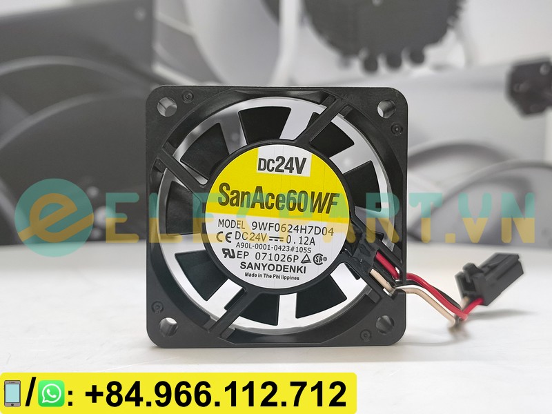 Quạt tản nhiệt SANYO DENKI 9WF0624H7D04, 24VDC, 60x60x15mm