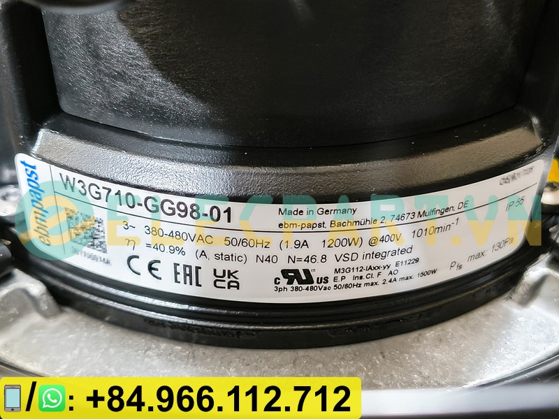 Quạt dàn ngưng EBMPAPST W3G710-GG98-01, 3 Pha, 380~480VAC, 710mm