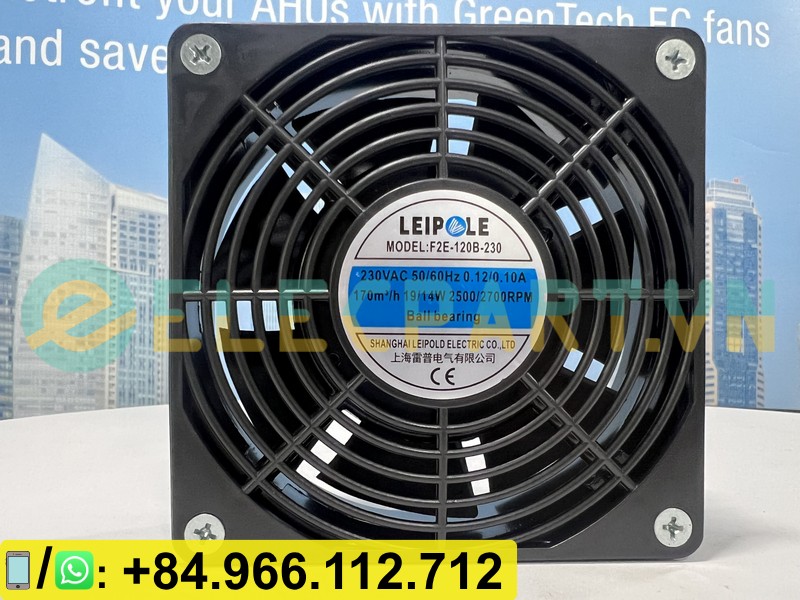 Quạt tản nhiệt LEIPOLE F2E-120B-230, 230VAC, 120x120x38mm